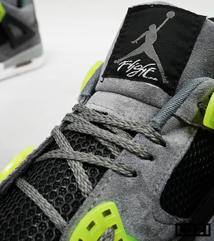 کتانی ساق‌دار مردانه طوسی مشکی سبز Nike air jordan 4