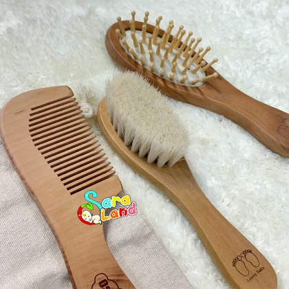 ست شانه و برس نوزاد چوبی Lovely Babe