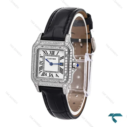 ساعت کارتیه پنته زنانه فول نگین سیلور مدیوم Cartier-6272-L