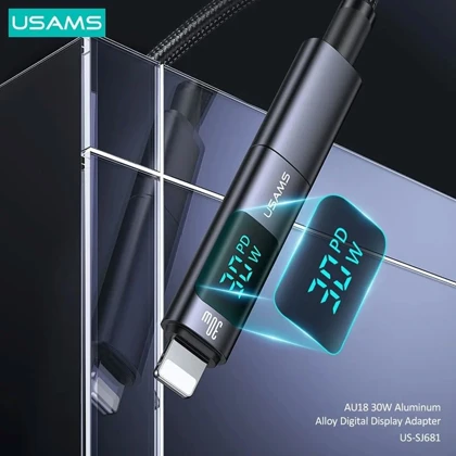 مبدل تایپ سی به لایتنینگ یوسامز USAMS مدل US-SJ681 توان 30 وات