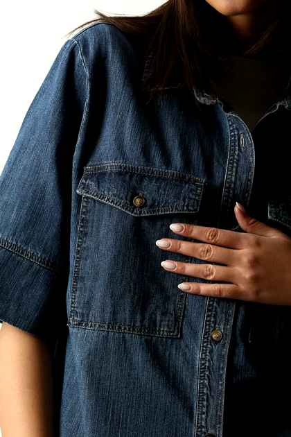 شومیز آستین کوتاه جین زنانه