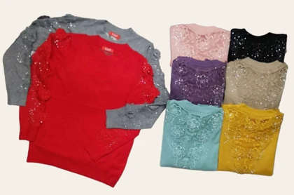 بلوز بافت مجلسی زنانه گپ ترک گل برجسته