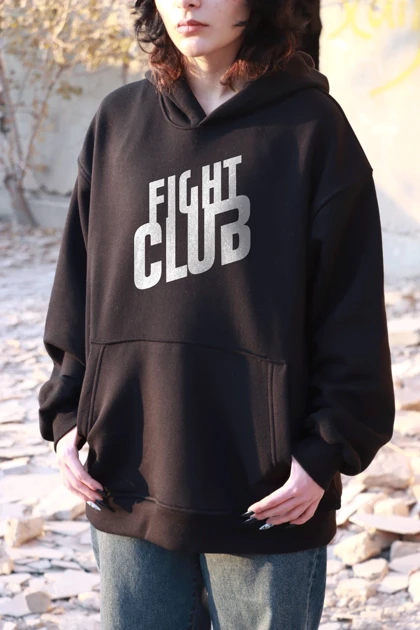هودی مشکی اسپرت طرح Fight club - فواصل