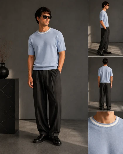 تیشرت 170601 ZARA آبی روشن