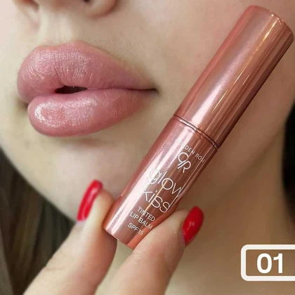 بالم لب جامد گلدن رز ,مدل Glow Kiss Tinted رنگ Vanilla Latte شماره 01