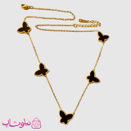 گردنبند دخترانه مدل پروانه های مشکی کد 1991