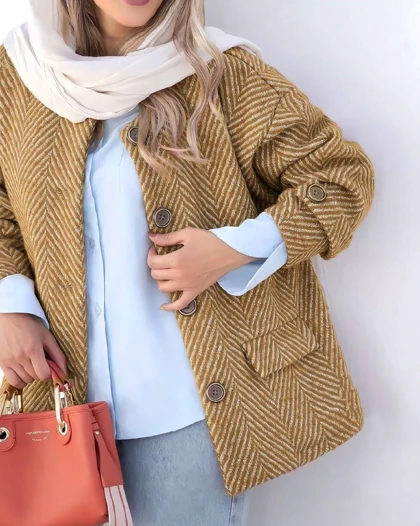 کت پشمی جناغی بدون آستر