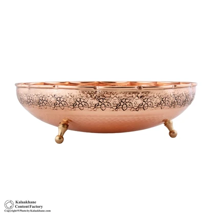 میوه خوری سه پایه مس دیبا رنگ مسی کد 1066