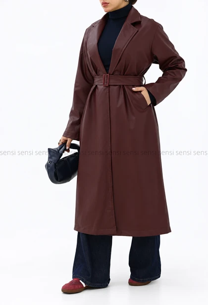 بارانی زنانه آستردار چرم روژان کد1006765