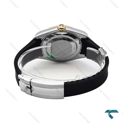 ساعت مردانه رولکس DateJust 2 طلایی بند رابر مشکی Rolex-6614-G