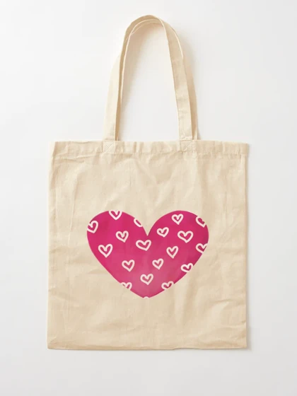 توت بگ طرح Pink and White Patterned Heart کد 271551
