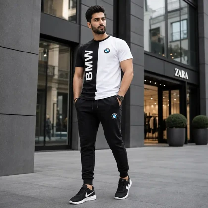 پکیج ست تیشرت شلوار bmw مردانه مدل Noman + کفش ورزشی مدل Pavlo
