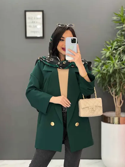مانتو کتی دکمه طلایی آستین پاگن