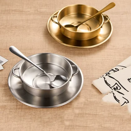 ست سوپ خوری طلایی و استیل