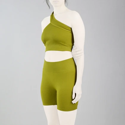 ست نیم‌تنه و کشاله بند ورزشی زنانه مدل 2061 زیتونی