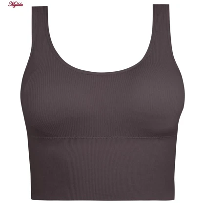 نیم‌تنه ورزشی زنانه مدل کبریتی پددار بادمجانی کد 5083