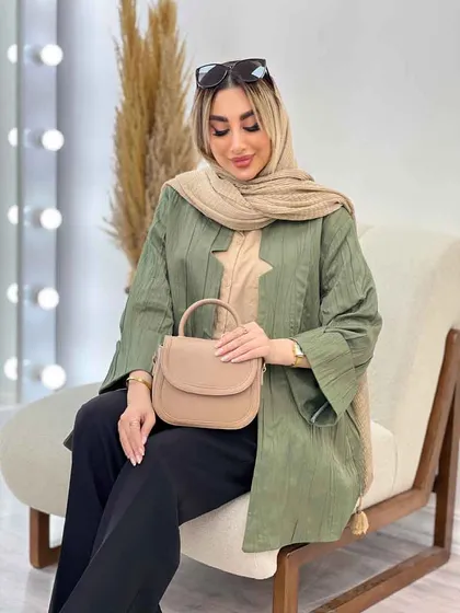 مانتو یقه چاک آستین پاکتی