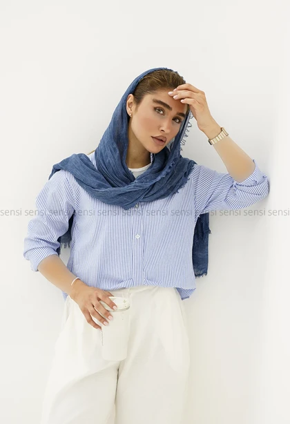 شومیز دوتیکه راه راه کد1006014