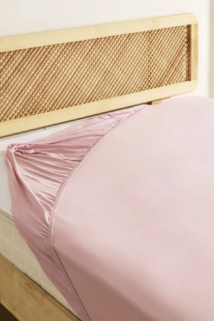 ملحفه کشدار یک نفره Karaca Home پنبه - صورتی پودری