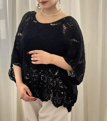 پانچ تمام قلاب بافی کد 55116