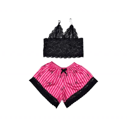 ست نیم‌تنه گیپور و شلوارک طرح ویکتوریا سکرت 106