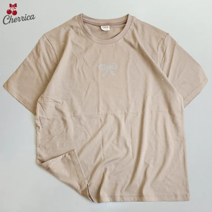 تیشرت باکسی پاپیون نگینی