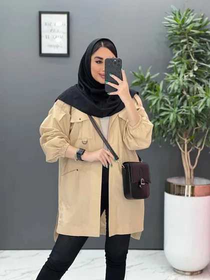 مانتو لینن آستین کش چهار جیب