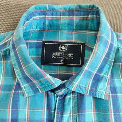 🧡 SIZE M-S پیراهن نخی چهارخونه مردانه آستین بلند اورجینال برند معتبر ASCOT SPORT امریکا مدل PREMIUM