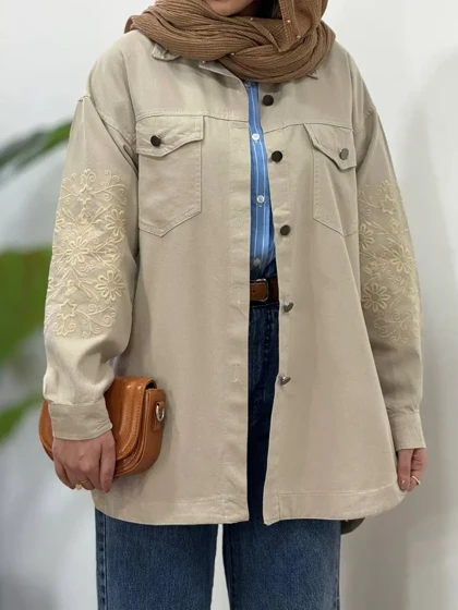 مانتو کتان پنبه گلدوزی نیکول