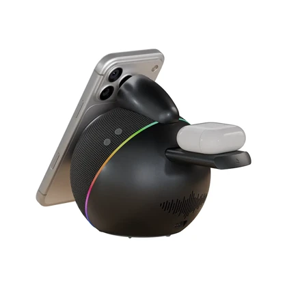 شارژر وایرلس چندکاره و اسپیکر لولو مدل LEVELO AIRA WIRELESS CHARGER WITH SPEAKER