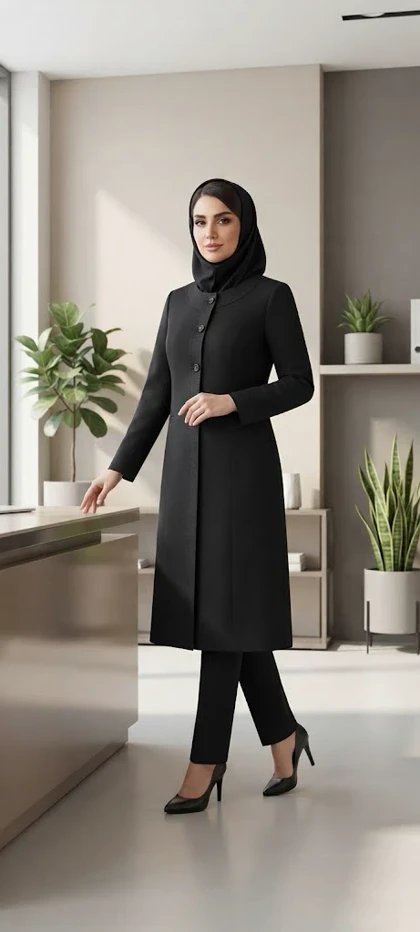 مانتو شلوار کوشان یقه گرد سه دکمه بانتو دوزی 200066