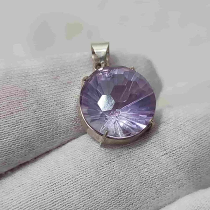 گردنبند نقره با سنگ آمیتیست جواهری (بدون زنجیر)