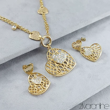 نیم ست طرح قلب طلایی مارکیز 10219