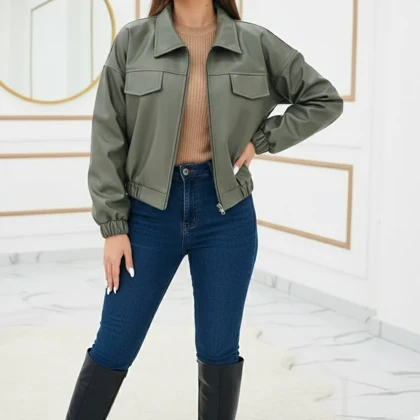 کاپشن بامبر چرم