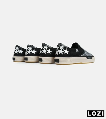 کفش اسنیکرزونس مشکی سفید Amiri Stars Text مدل 5999