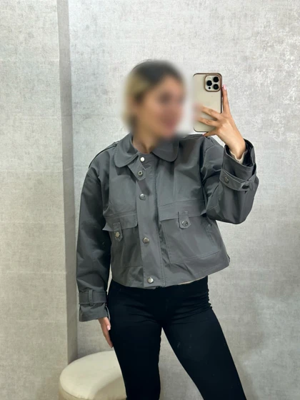 بارانی کتان دخترانه مدل دو جیب کوتاه قد 50 (تنوع رنگ)