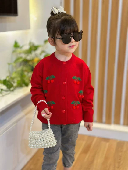 ژاکت بافت دخترانه گیلاس