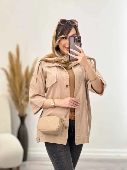 مانتو سرشانه پاگن دو جیب