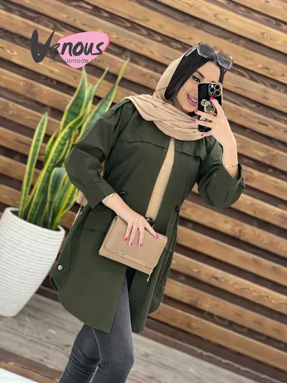 مانتو لینن ژیله دار سه دکمه