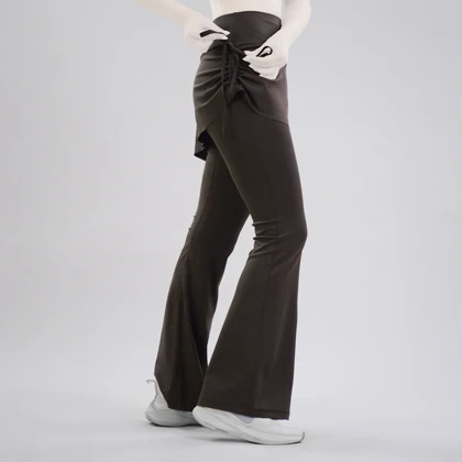 دامن و لگ بوتکات سرهمی ورزشی زنانه لولولمون مدل 13912 قهوه ای تیره