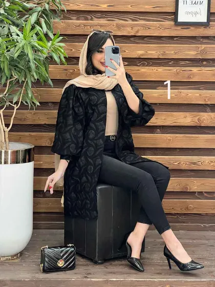 مانتو طرح دار آستین پفی