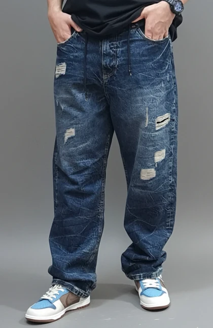 شلوار جین بگ ترک زاپ‌دار سورمه ای