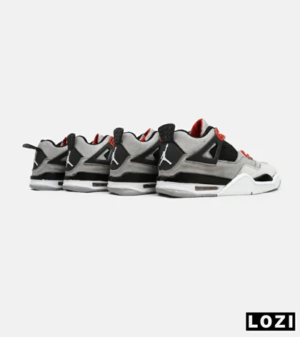 کتانی ساق‌دار بزرگ پا طوسی مشکی قرمز Nike air jordan 4