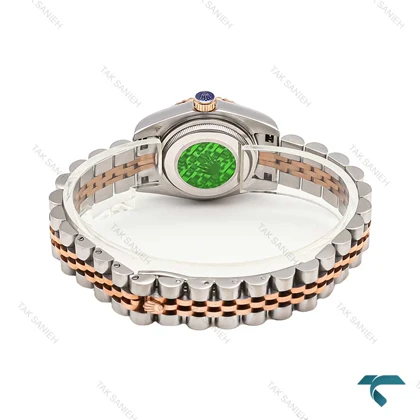 ساعت زنانه رولکس دورنگ رزگلد صفحه مشکی ایندکس خط متوسط Rolex-6114-L