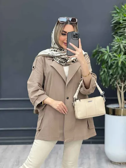 مانتو لینن پشت دکمه سرشانه پاگن