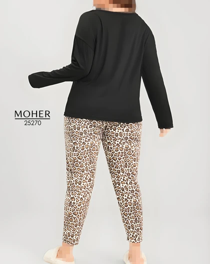 ست راحتی زنانه سایز بزرگ پلنگی