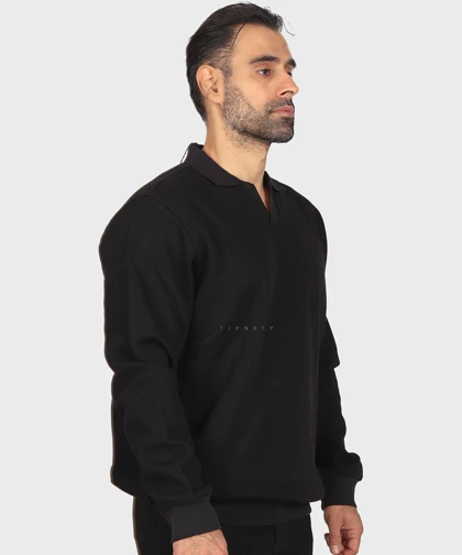 تیشرت آستین بلند مردانه یقه شکاری 0584