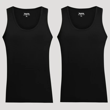 زیرپوش رکابی مردانه ماییلدا مدل پنبه‌ای مشکی کد 4712-2 بسته 2 عددی