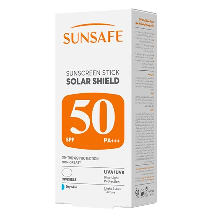 ضد آفتاب صورت و بدن بی رنگ سان سیف مدل Solar Shield SPF50 پوست خشک