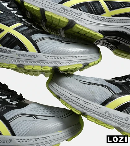 کفش کتانی مردانه مشکی طوسی لیمویی ASICS GT 2000